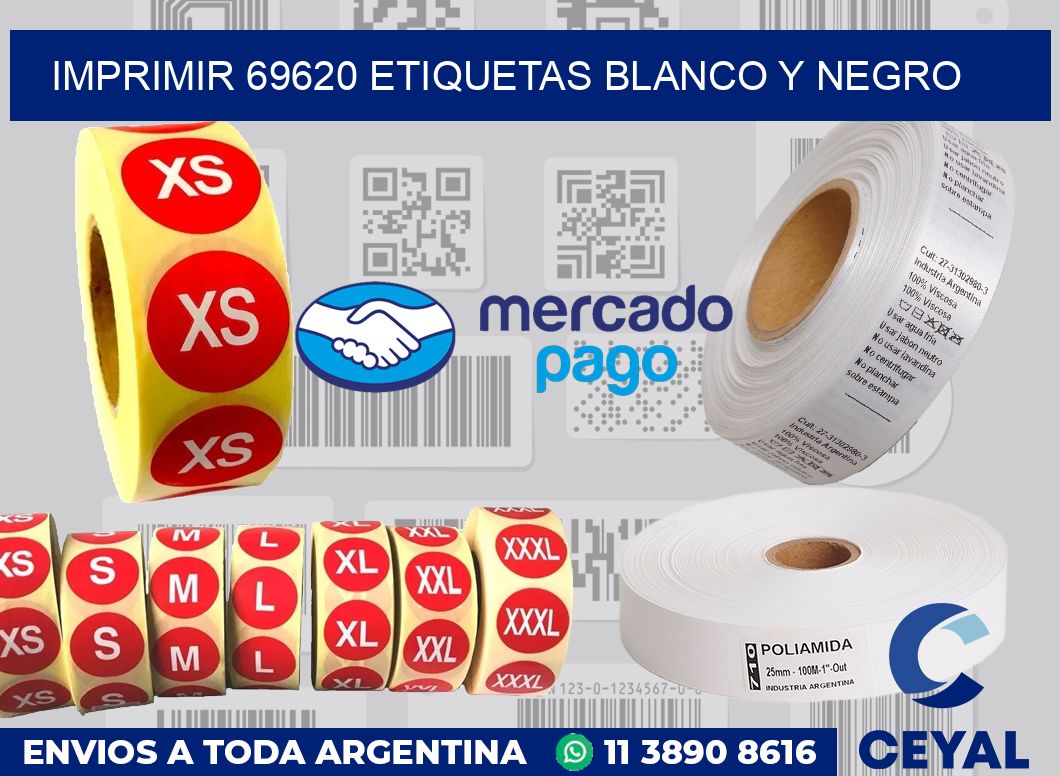 imprimir 69620 etiquetas blanco y negro