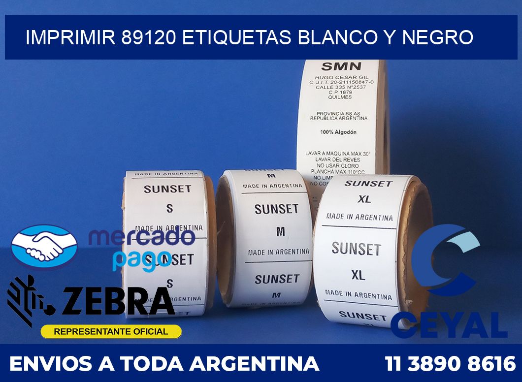 imprimir 89120 etiquetas blanco y negro
