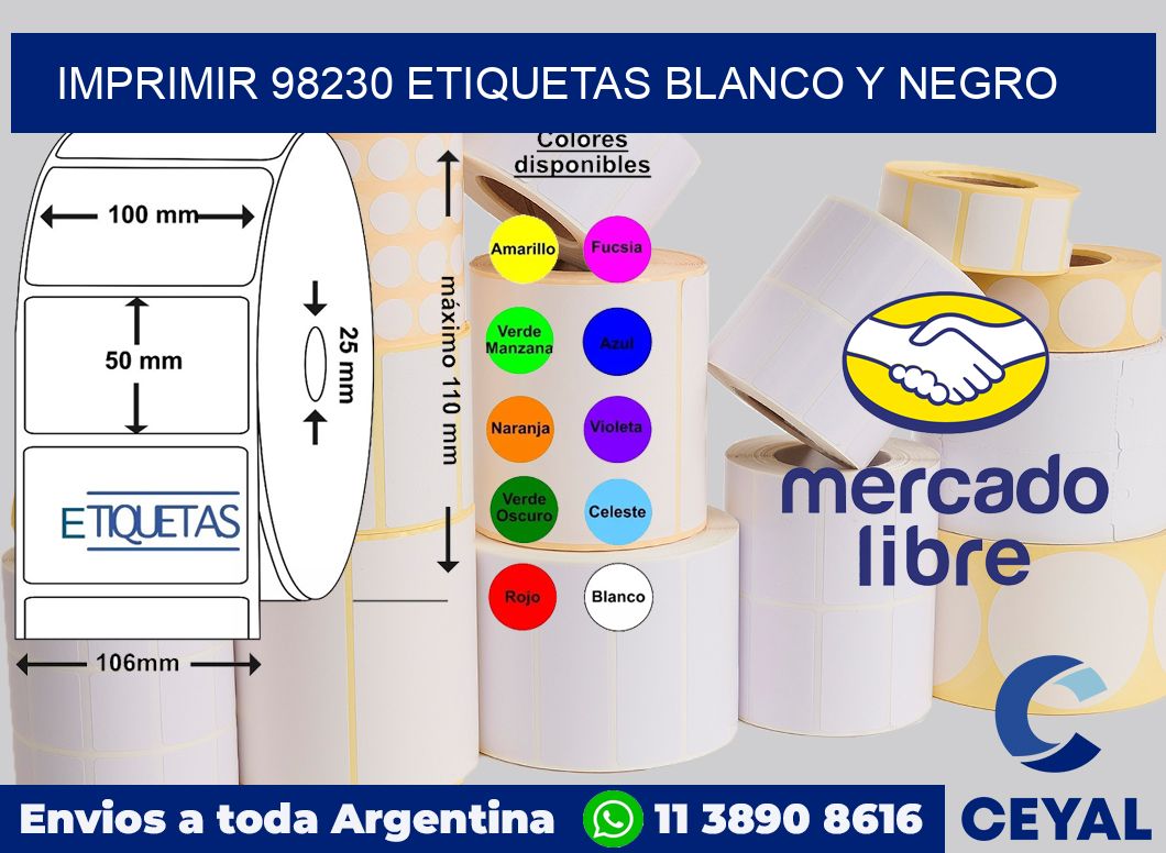 imprimir 98230 etiquetas blanco y negro