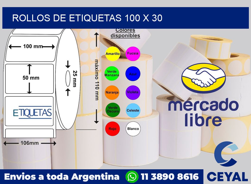 rollos de etiquetas 100 x 30