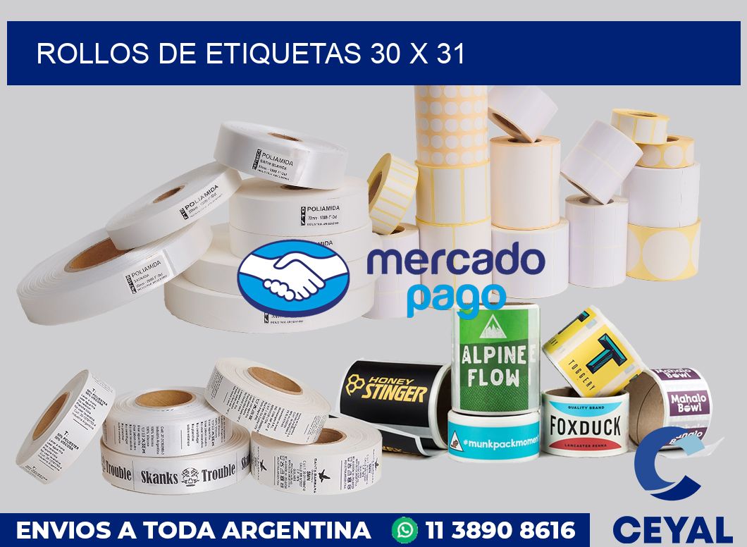 rollos de etiquetas 30 x 31