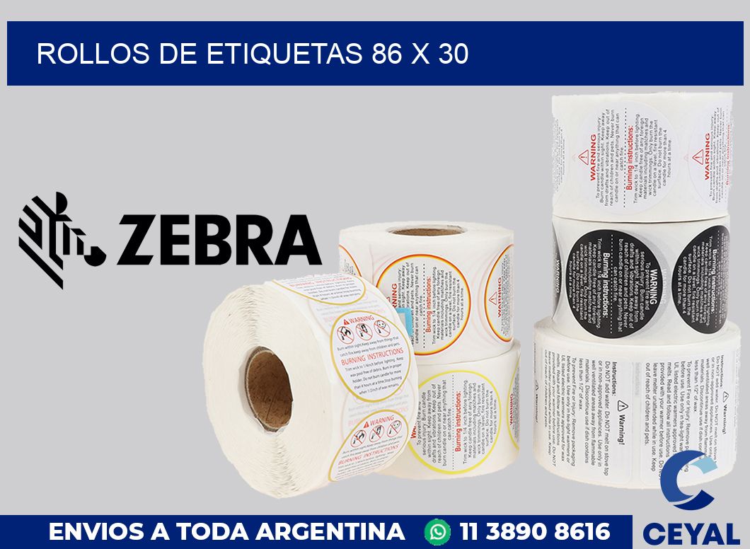 rollos de etiquetas 86 x 30
