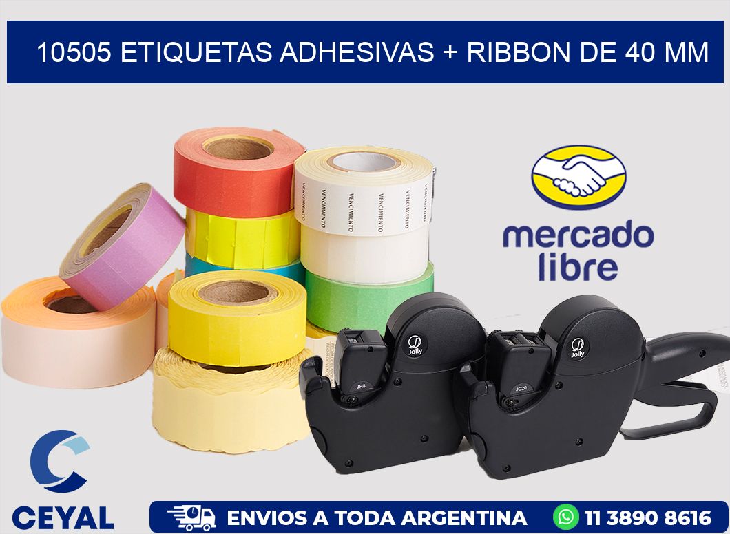 10505 ETIQUETAS ADHESIVAS + RIBBON DE 40 MM