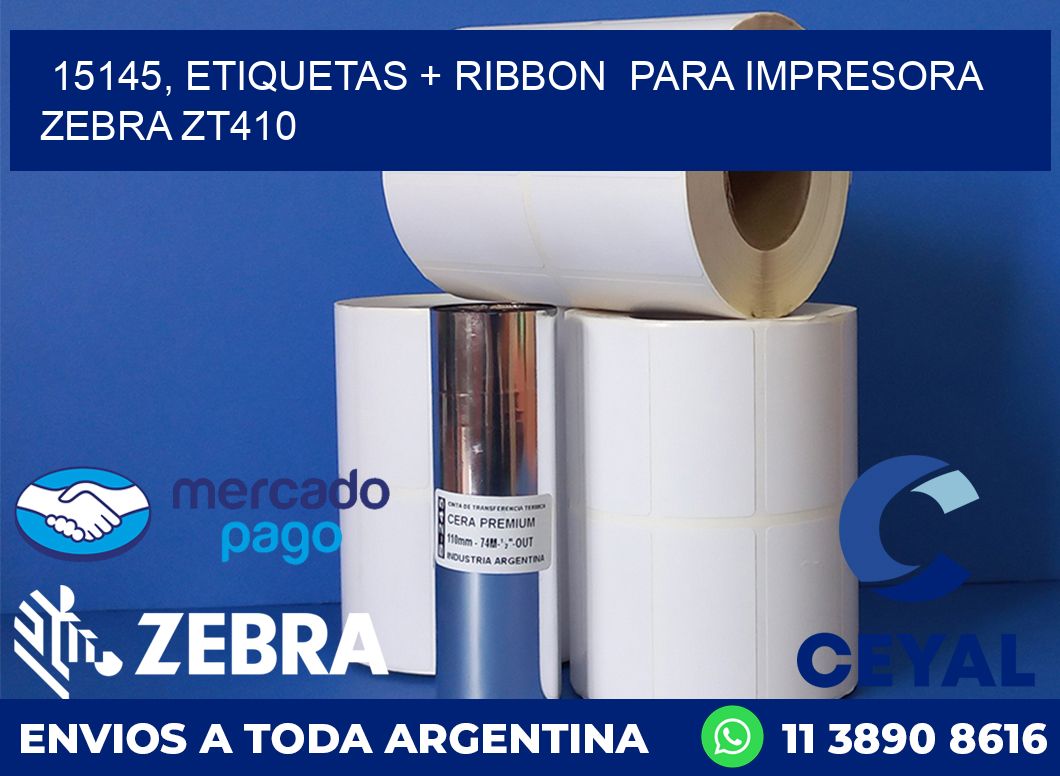 15145, etiquetas + ribbon  para impresora zebra ZT410