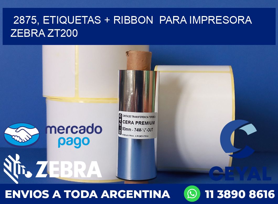 2875, etiquetas + ribbon  para impresora zebra ZT200