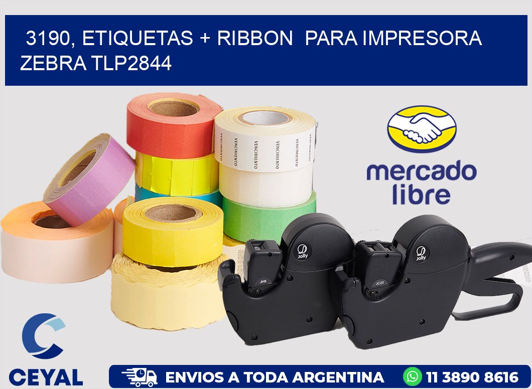 3190, etiquetas + ribbon para impresora zebra TLP2844