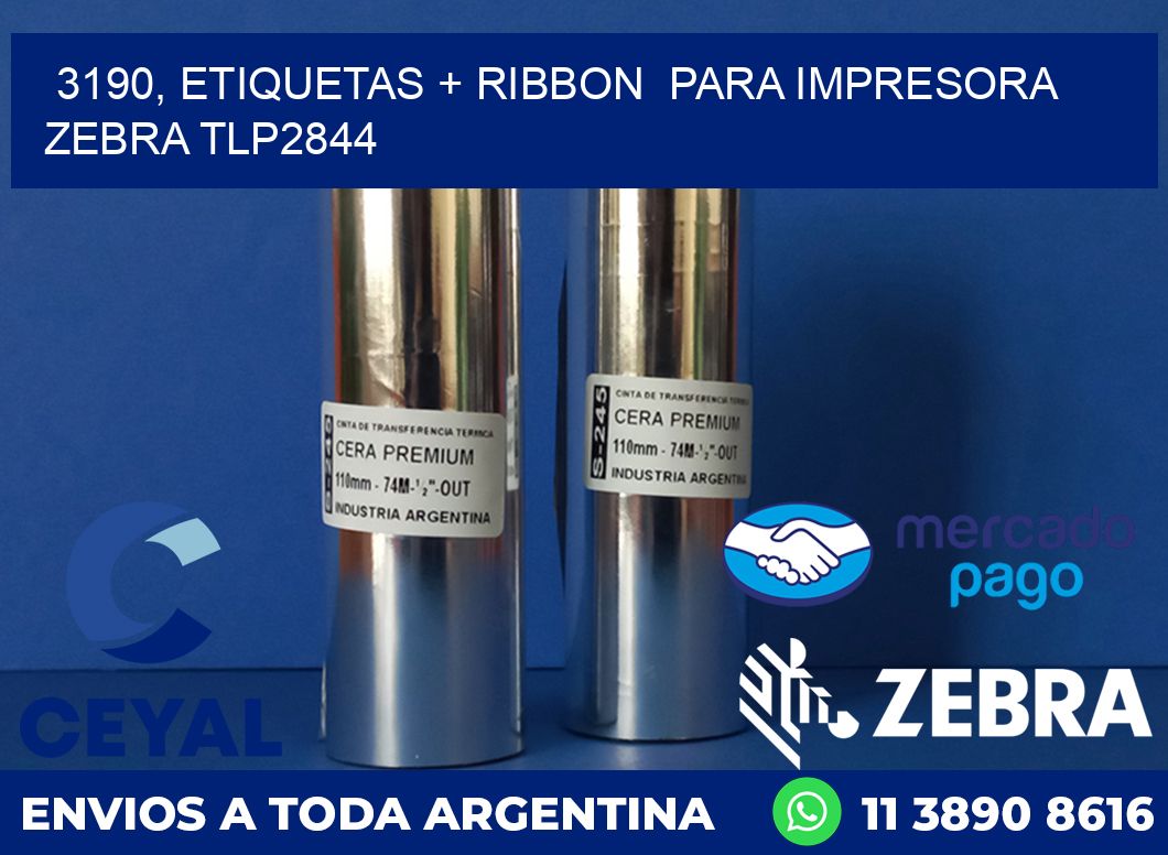 3190, etiquetas + ribbon para impresora zebra TLP2844