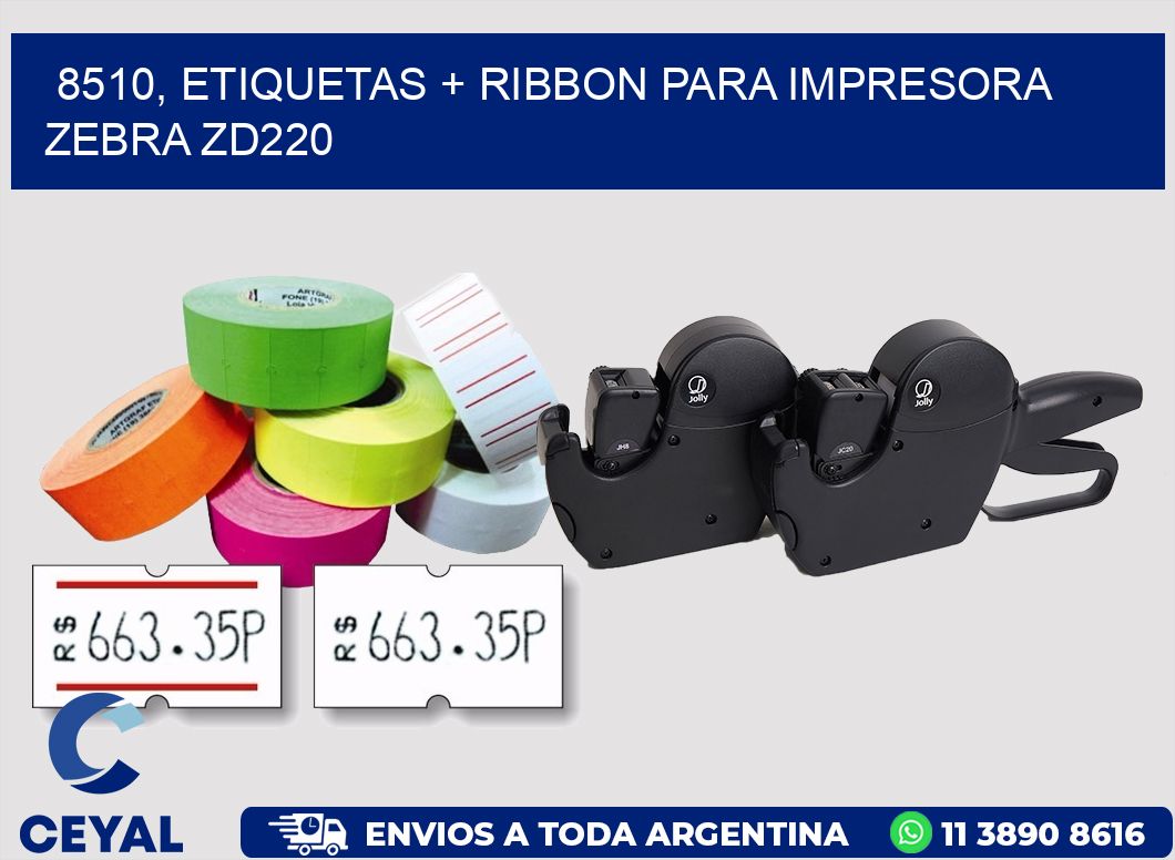 8510, etiquetas + ribbon para impresora zebra zd220