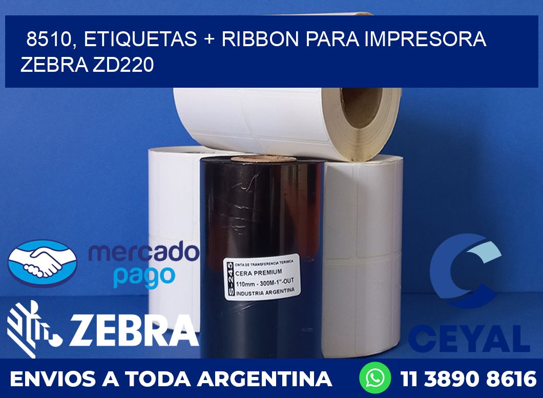 8510, etiquetas + ribbon para impresora zebra zd220
