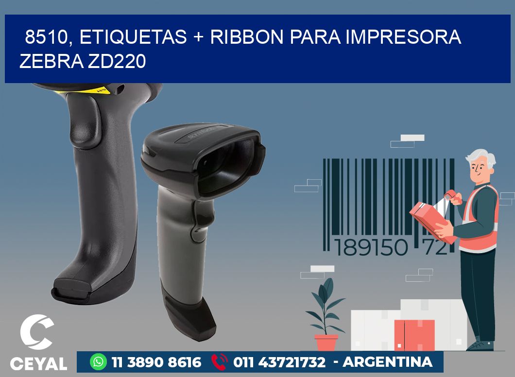 8510, etiquetas + ribbon para impresora zebra zd220