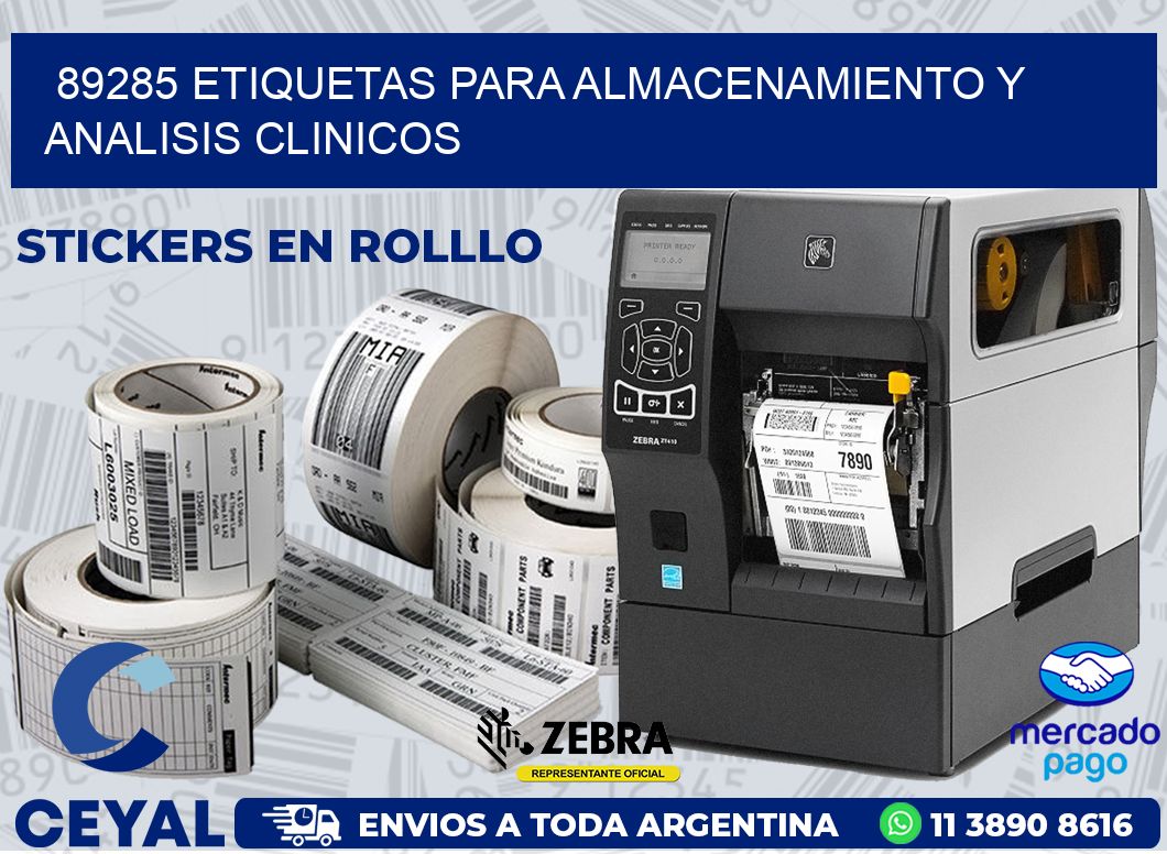 89285 ETIQUETAS PARA ALMACENAMIENTO Y ANALISIS CLINICOS