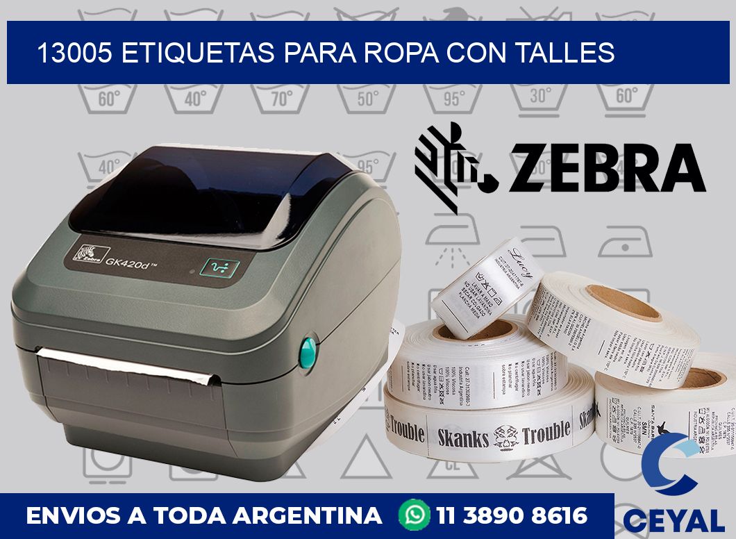 13005 ETIQUETAS PARA ROPA CON TALLES