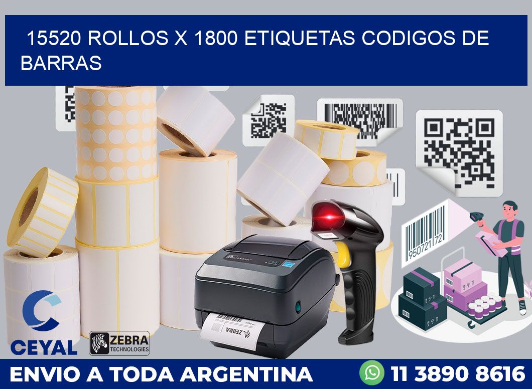 15520 Rollos x 1800 etiquetas codigos de barras