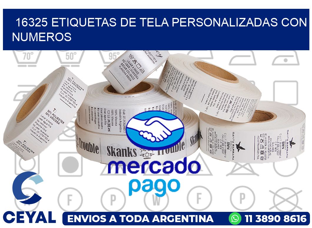 16325 ETIQUETAS DE TELA PERSONALIZADAS CON NUMEROS