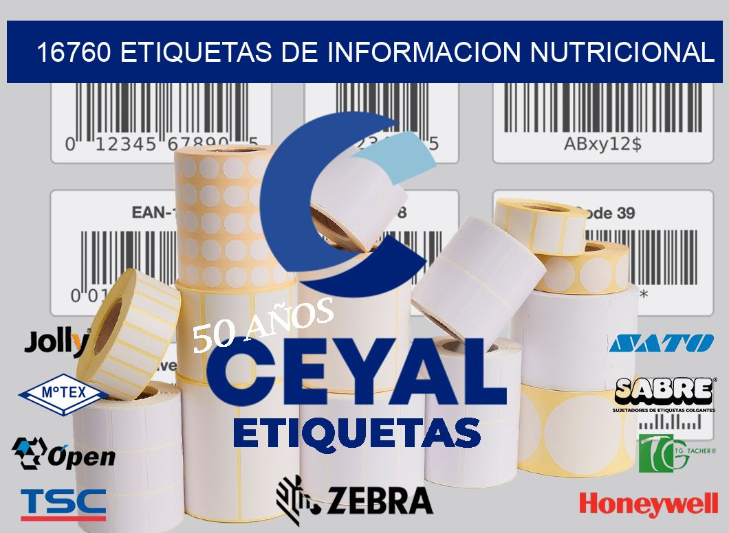 16760 ETIQUETAS DE INFORMACION NUTRICIONAL