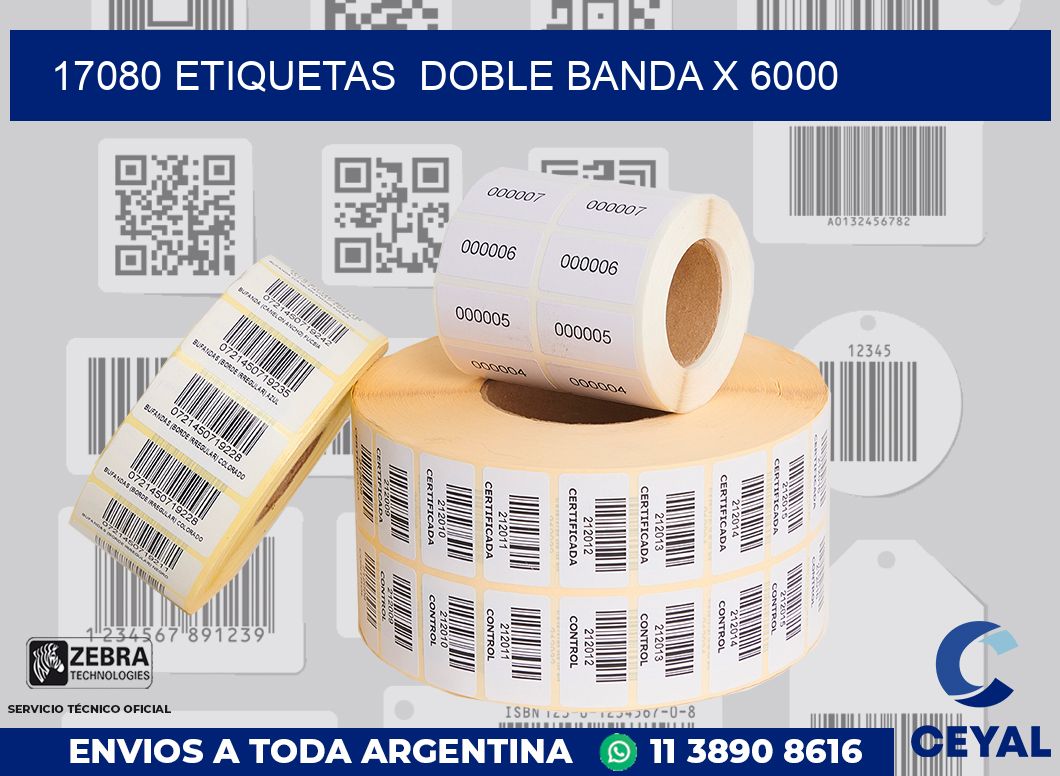 17080 etiquetas  doble banda x 6000