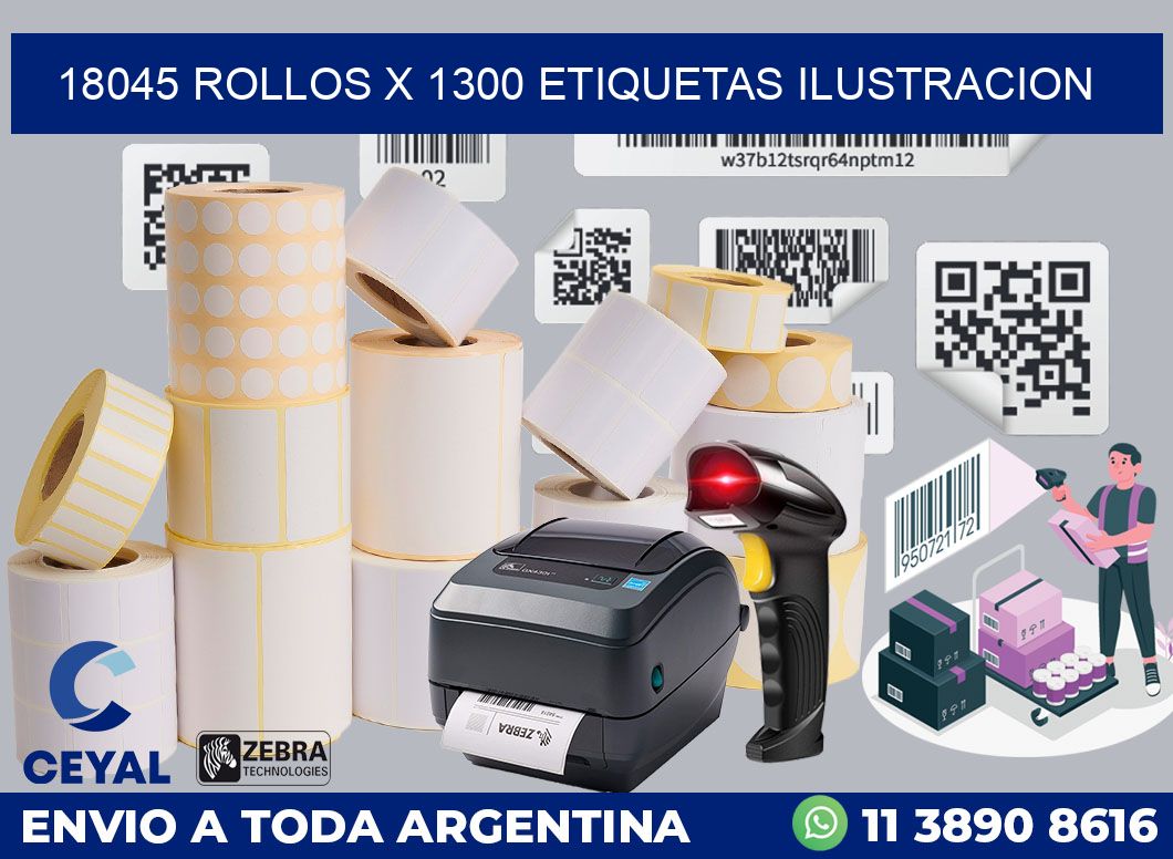 18045 Rollos x 1300 etiquetas ilustracion