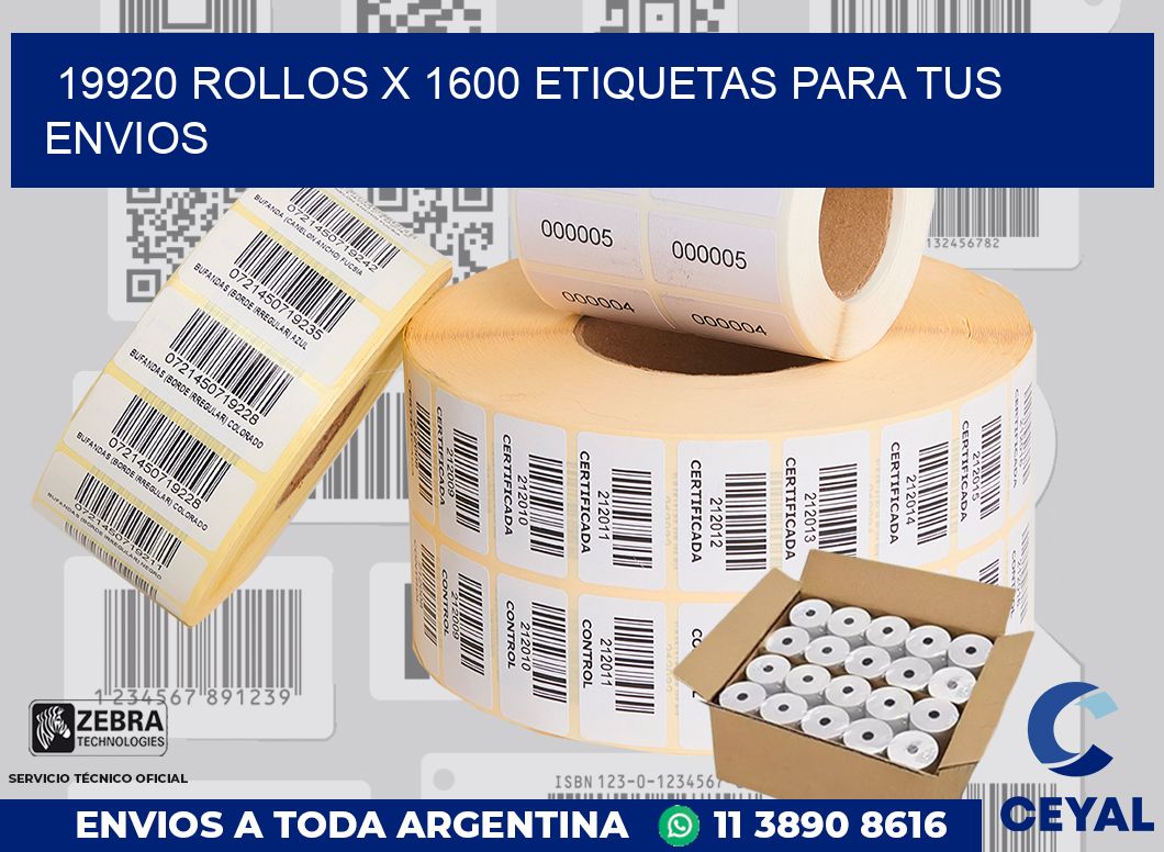 19920 Rollos x 1600 etiquetas para tus envios