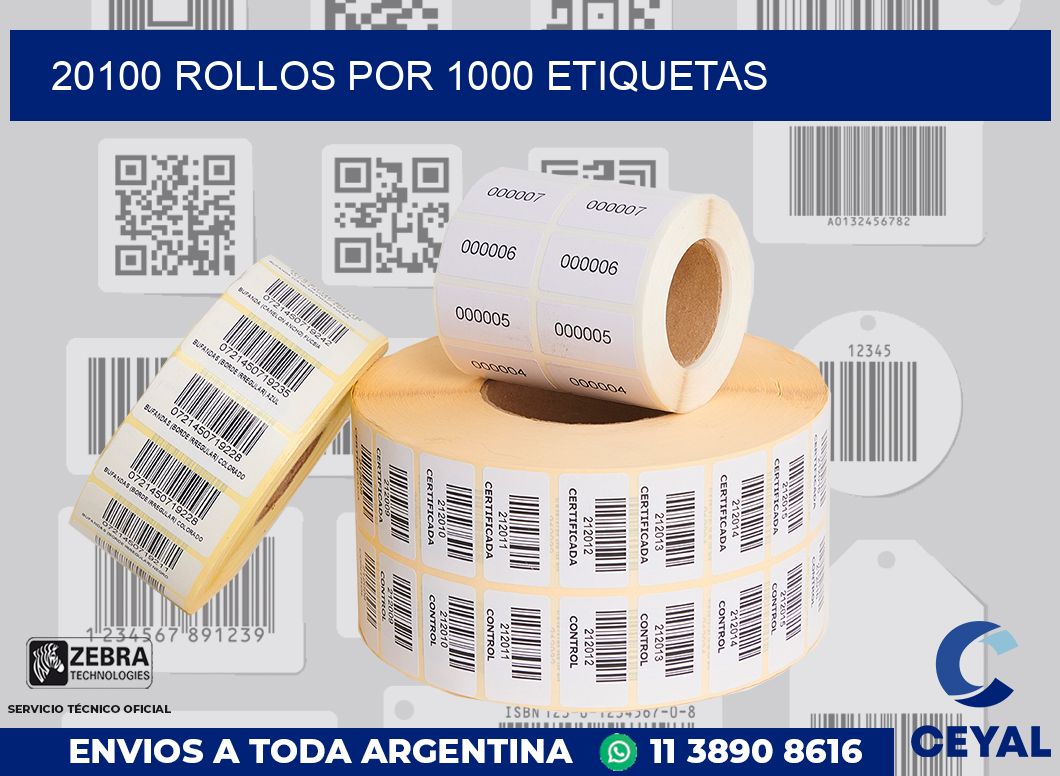 20100 Rollos por 1000 etiquetas