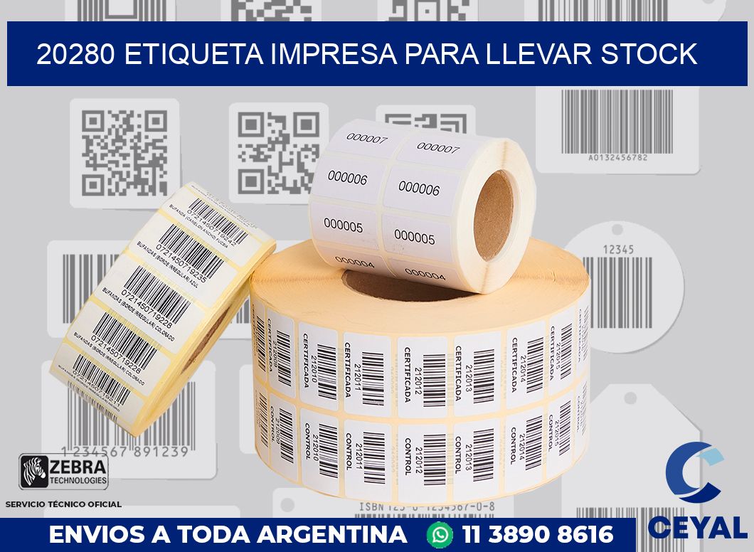 20280 ETIQUETA IMPRESA PARA LLEVAR STOCK