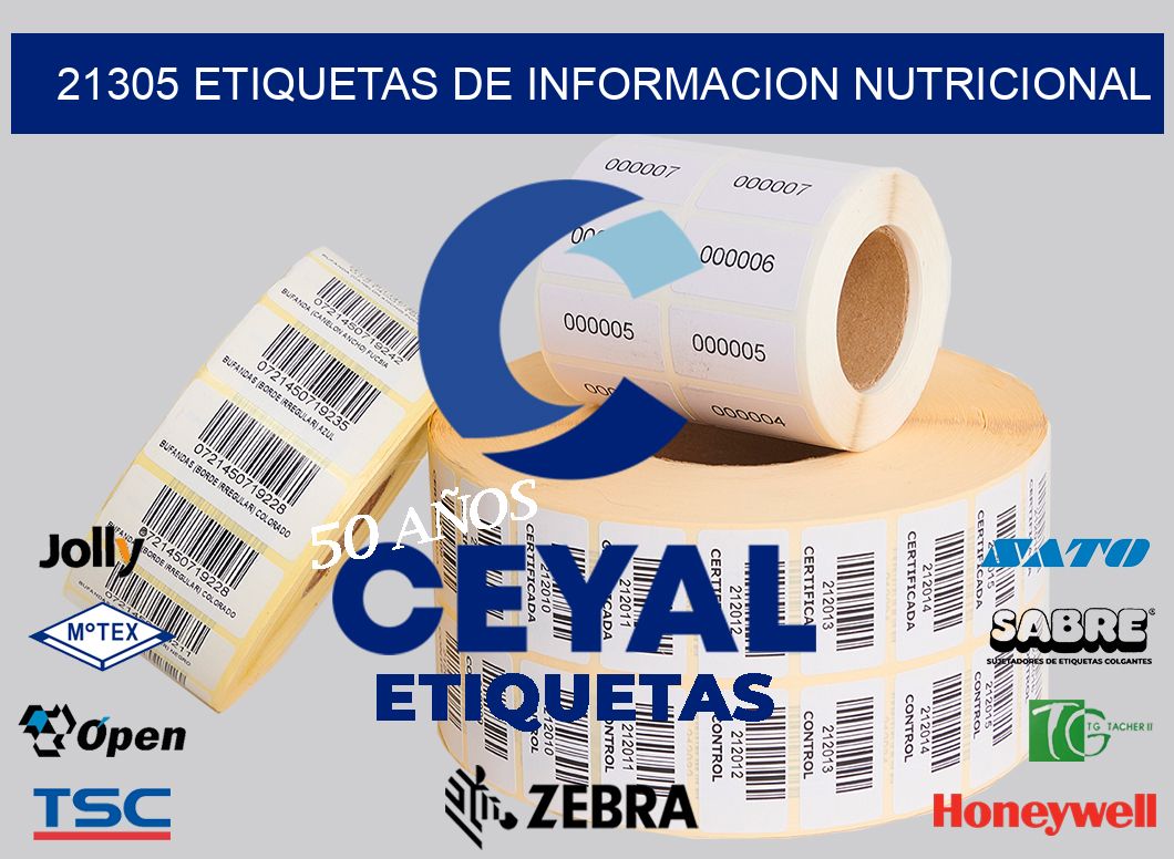 21305 ETIQUETAS DE INFORMACION NUTRICIONAL