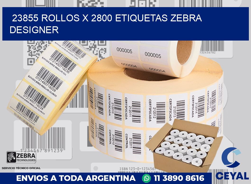 23855 Rollos x 2800 etiquetas zebra designer