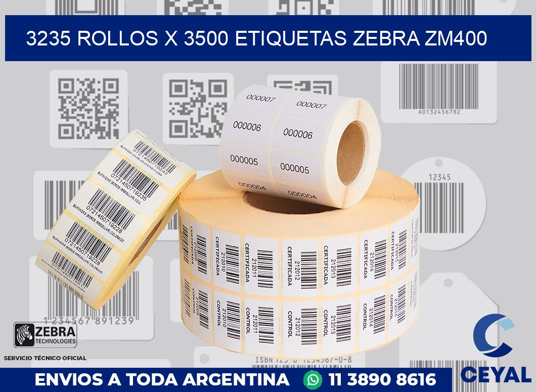 3235 Rollos x 3500 etiquetas zebra zm400