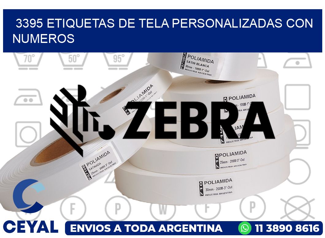 3395 ETIQUETAS DE TELA PERSONALIZADAS CON NUMEROS