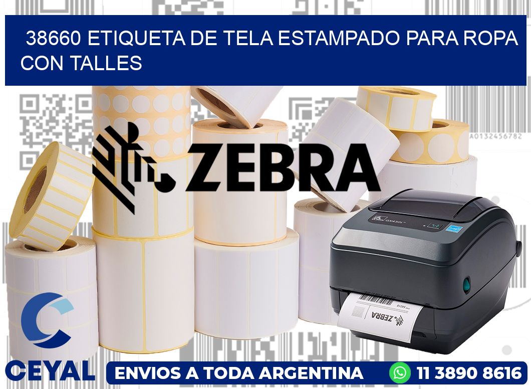 38660 ETIQUETA DE TELA ESTAMPADO PARA ROPA CON TALLES