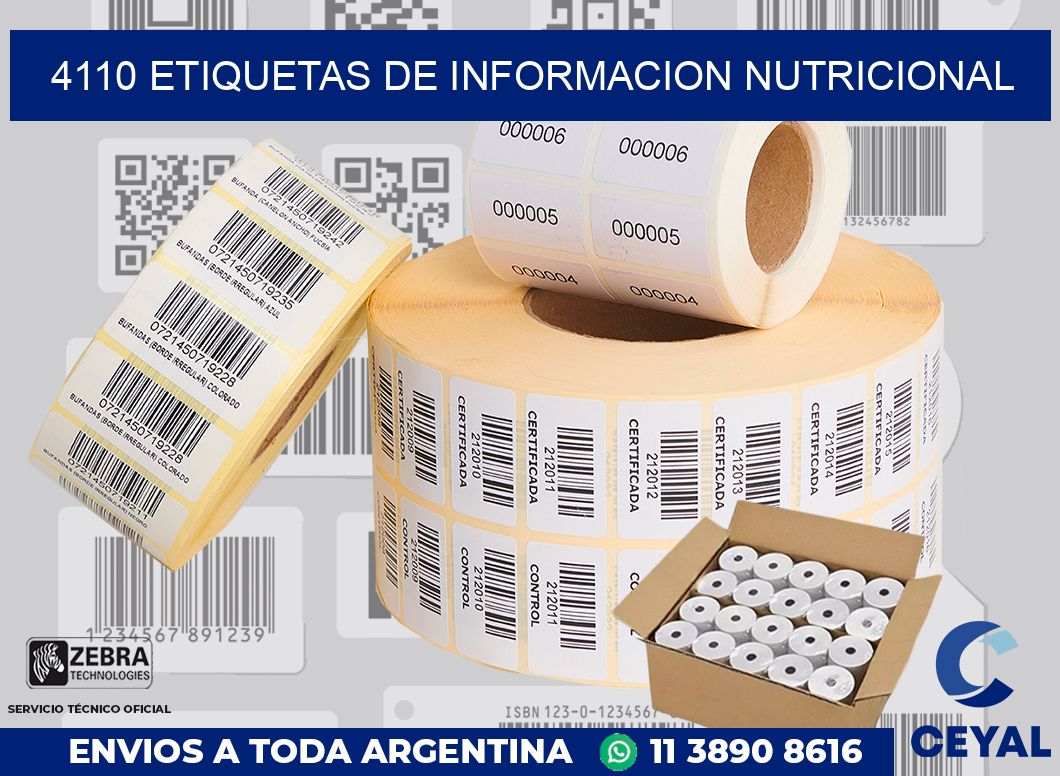 4110 ETIQUETAS DE INFORMACION NUTRICIONAL
