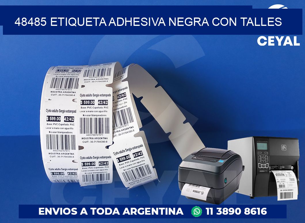 48485 ETIQUETA ADHESIVA NEGRA CON TALLES