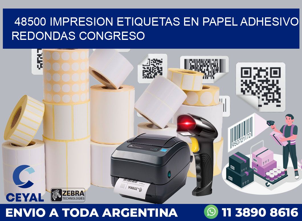 48500 IMPRESION ETIQUETAS EN PAPEL ADHESIVO REDONDAS CONGRESO