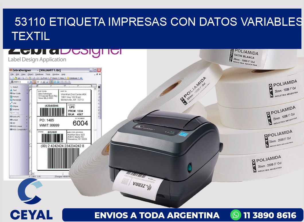 53110 ETIQUETA IMPRESAS CON DATOS VARIABLES TEXTIL