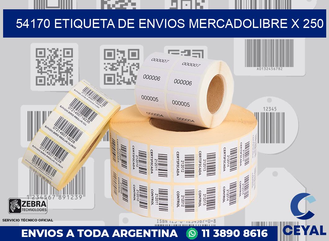 54170 etiqueta de envios mercadolibre x 250