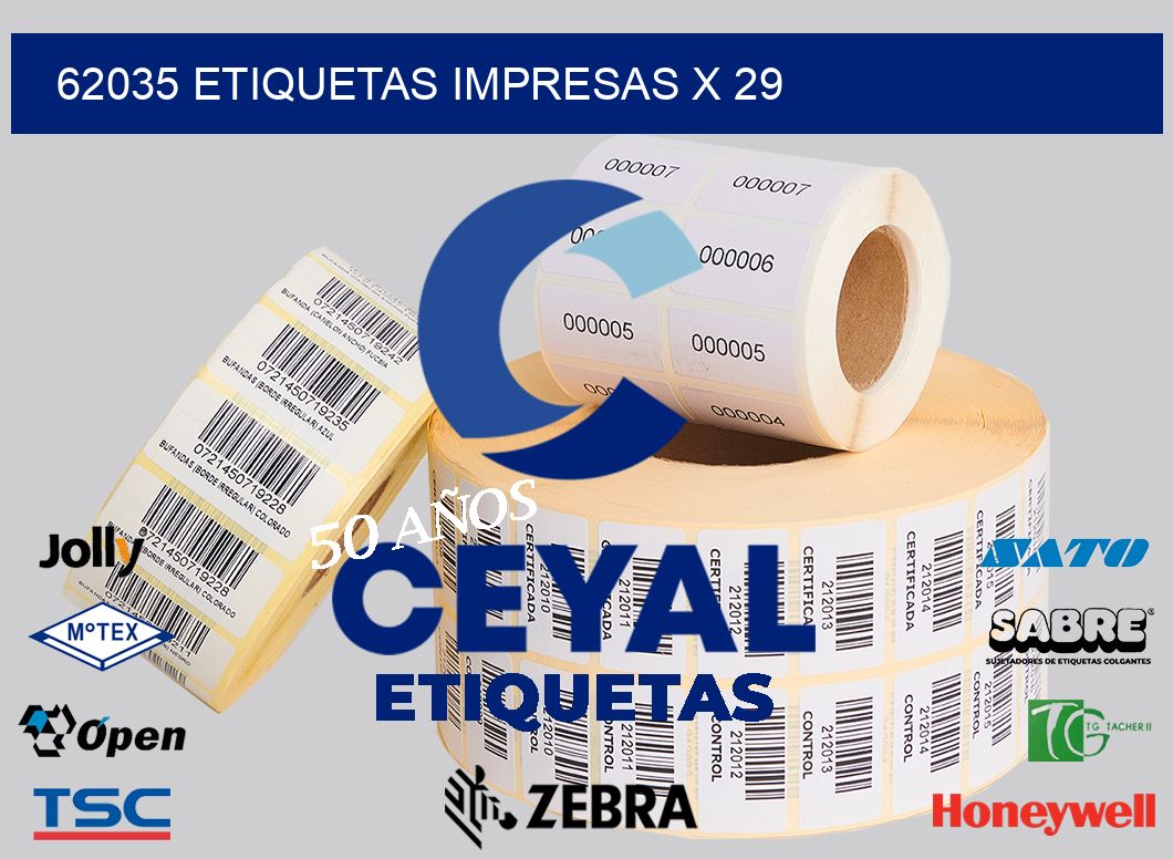 62035 Etiquetas impresas x 29