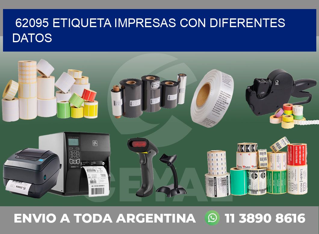 62095 ETIQUETA IMPRESAS CON DIFERENTES DATOS