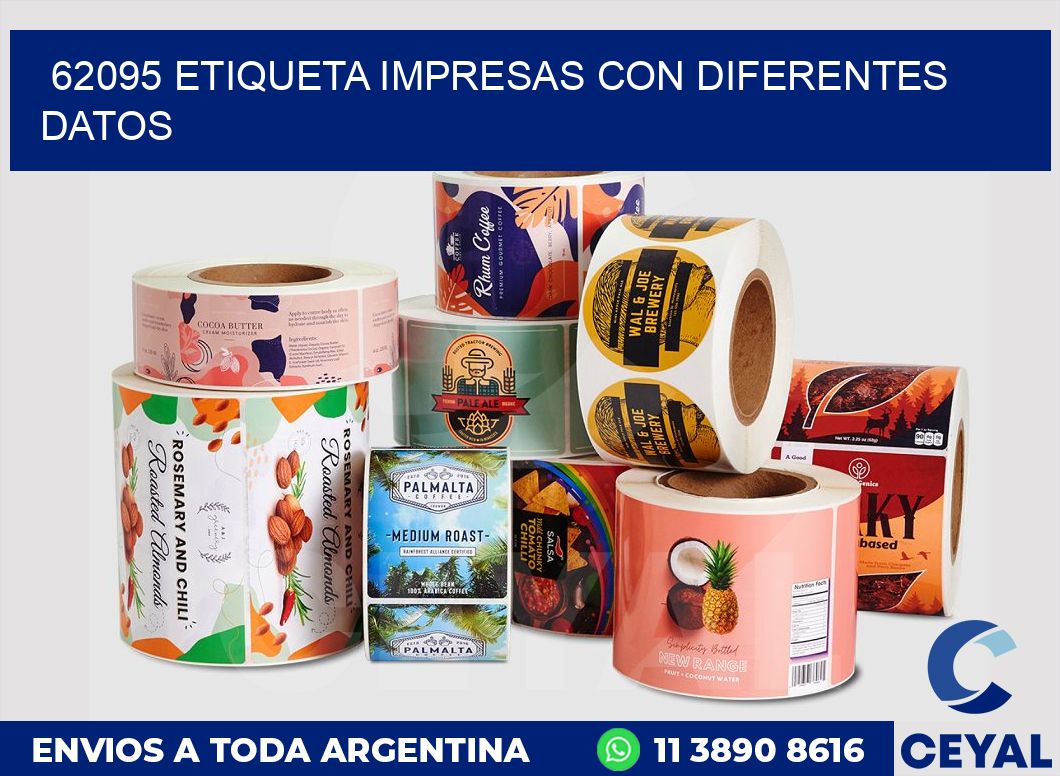 62095 ETIQUETA IMPRESAS CON DIFERENTES DATOS