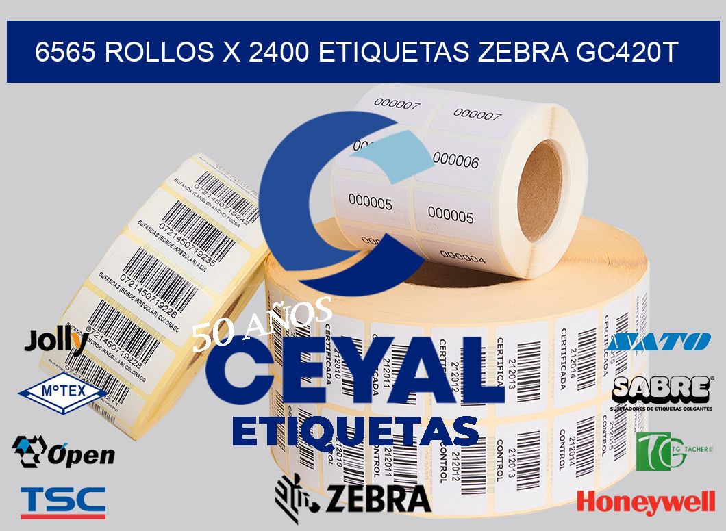 6565 Rollos x 2400 etiquetas zebra gc420t