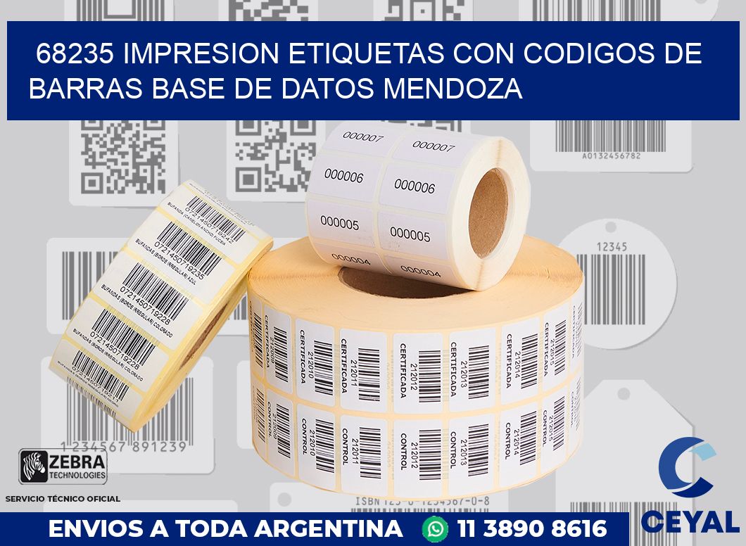 68235 IMPRESION ETIQUETAS CON CODIGOS DE BARRAS BASE DE DATOS MENDOZA