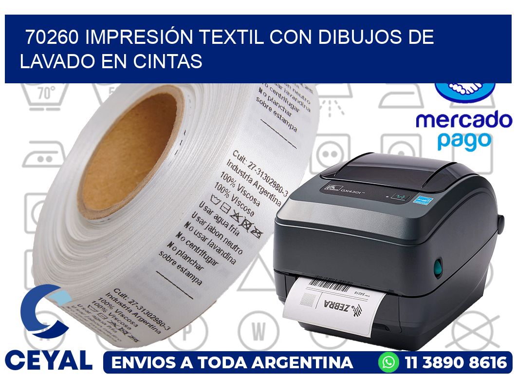 70260 IMPRESIÓN TEXTIL CON DIBUJOS DE LAVADO EN CINTAS
