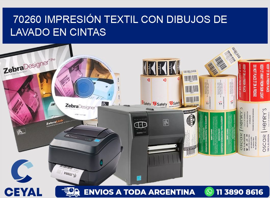 70260 IMPRESIÓN TEXTIL CON DIBUJOS DE LAVADO EN CINTAS