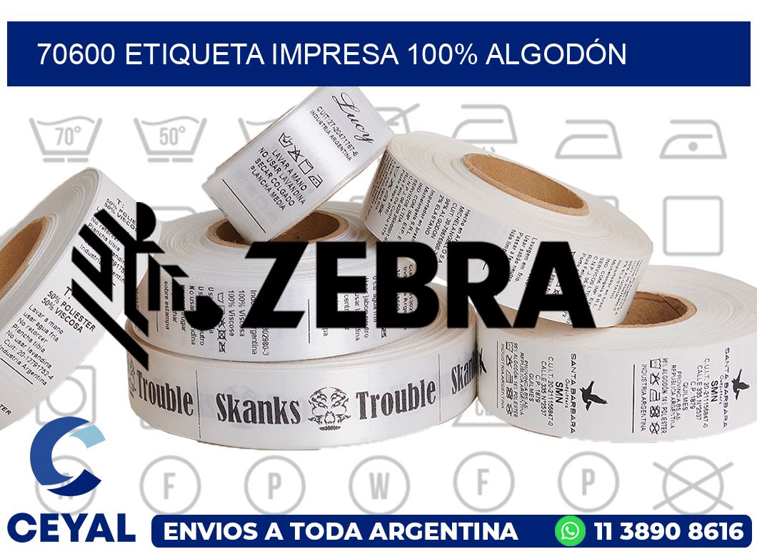 70600 ETIQUETA IMPRESA 100% ALGODÓN