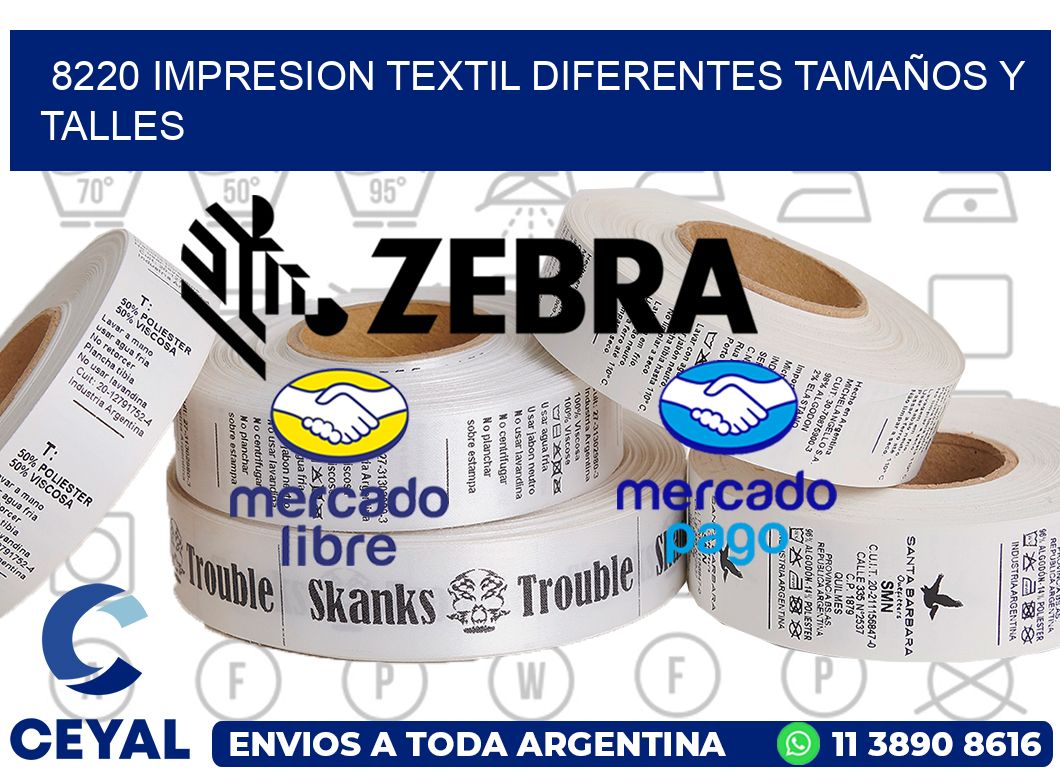 8220 IMPRESION TEXTIL DIFERENTES TAMAÑOS Y TALLES