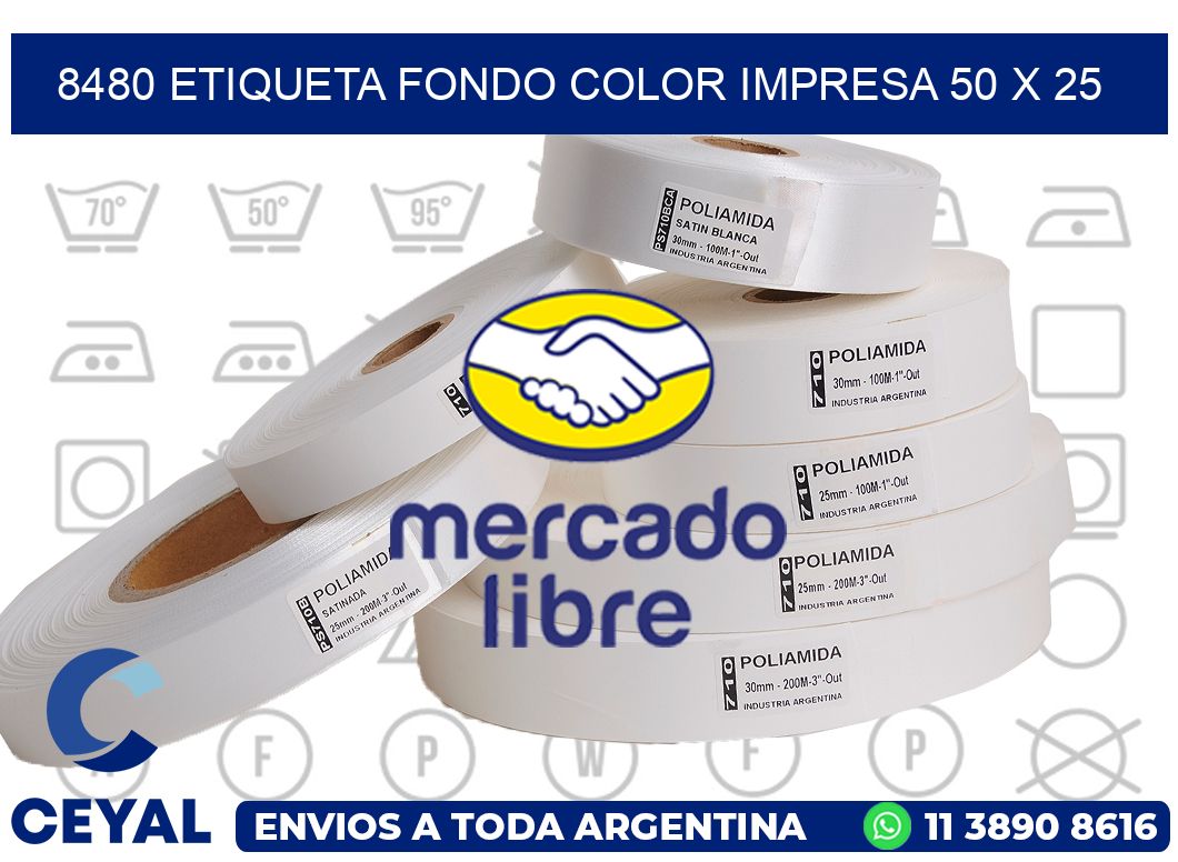 8480 ETIQUETA FONDO COLOR IMPRESA 50 X 25