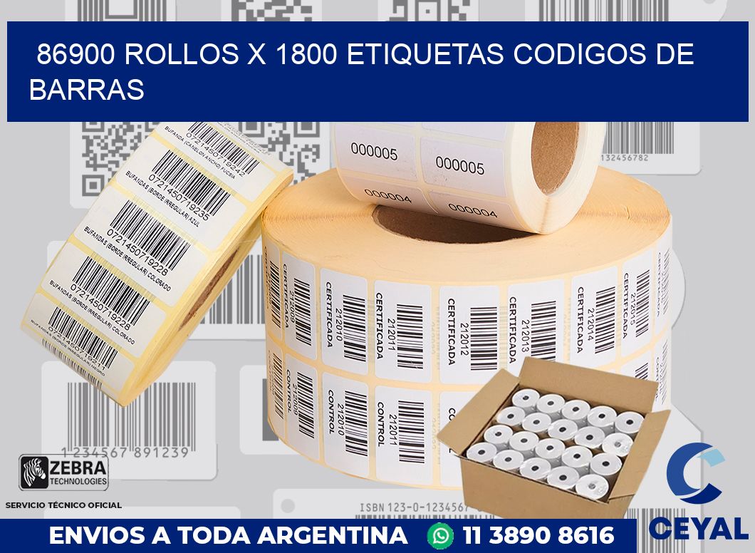 86900 Rollos x 1800 etiquetas codigos de barras