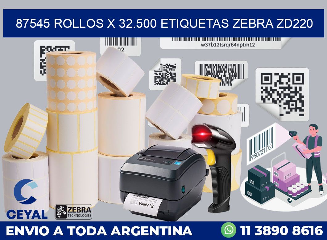 87545 Rollos x 32.500 etiquetas zebra zd220