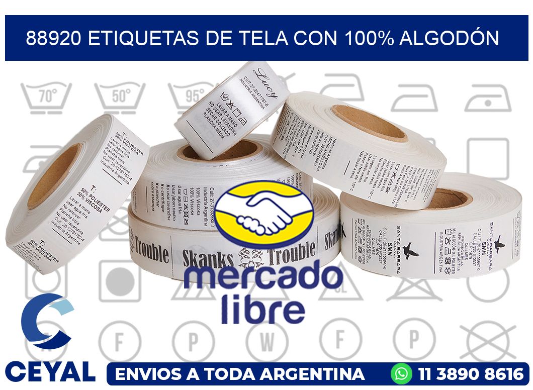 88920 ETIQUETAS DE TELA CON 100% ALGODÓN