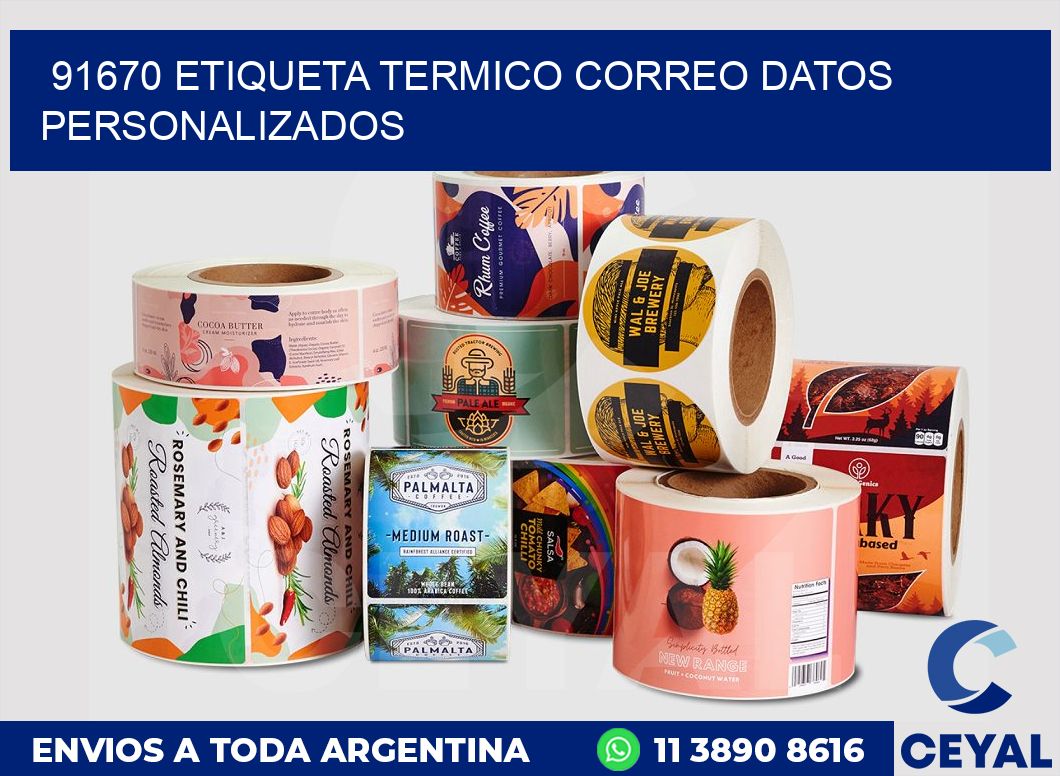 91670 ETIQUETA TERMICO CORREO DATOS PERSONALIZADOS