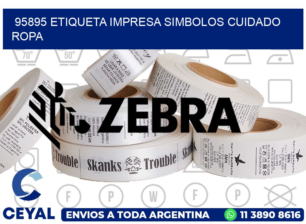 95895 ETIQUETA IMPRESA SIMBOLOS CUIDADO ROPA