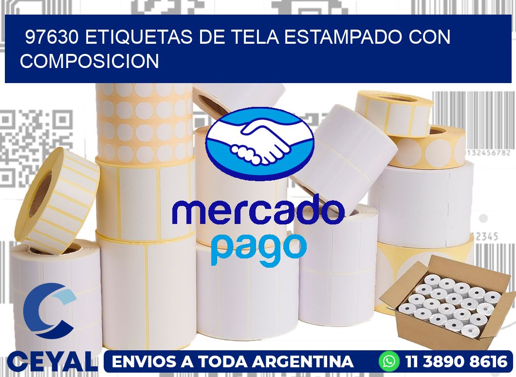 97630 ETIQUETAS DE TELA ESTAMPADO CON COMPOSICION